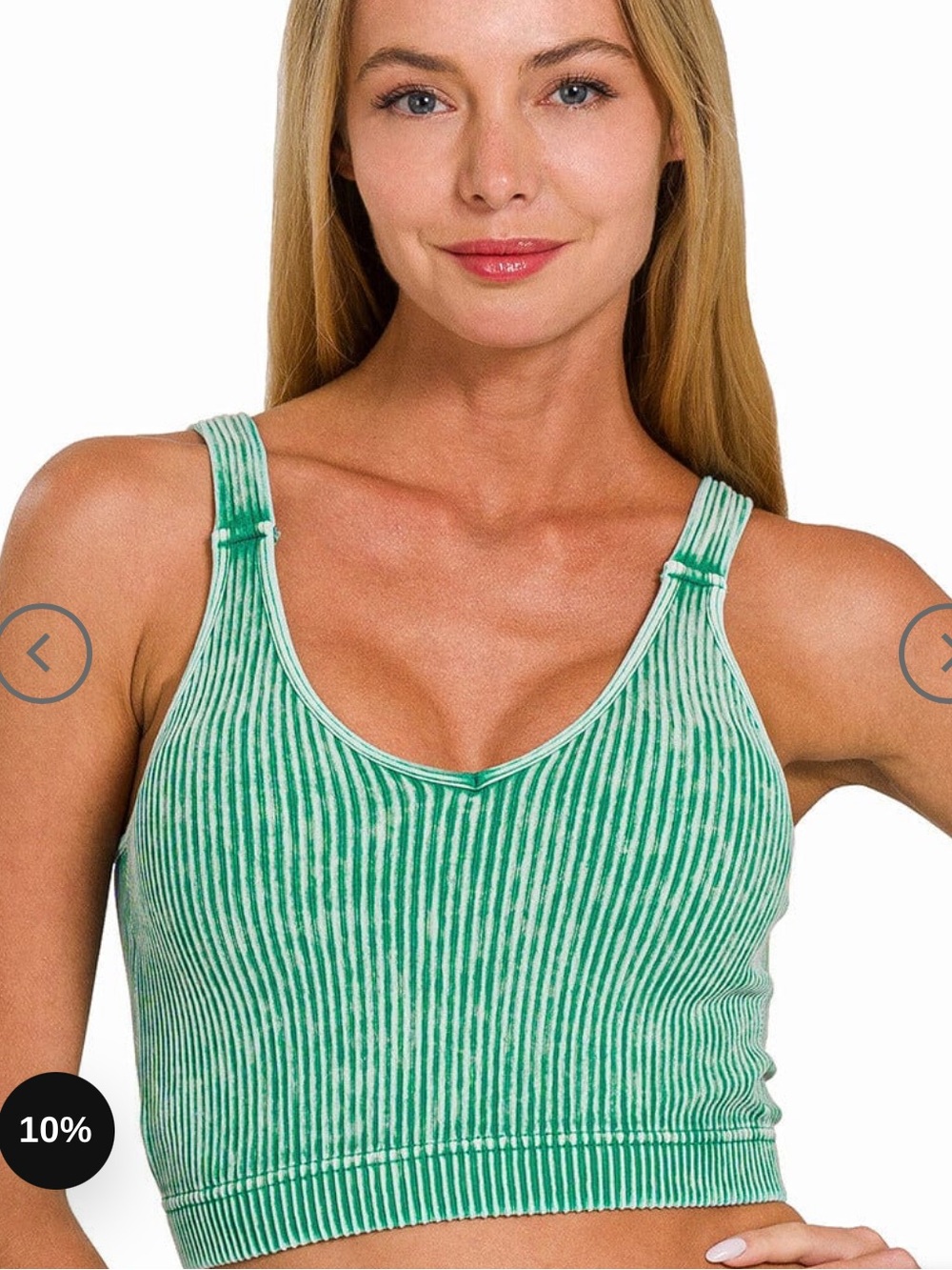 Zenana Outfitters Mint Green Ribbed Padded Crop Tank -Size 12-14